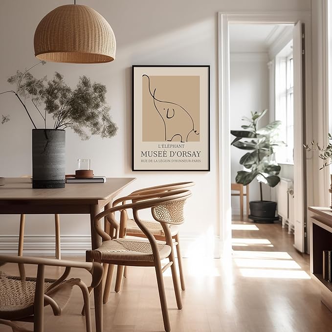 Poster Master Vintage Poster - Retro Elephant Print - Line Drawing Art - Sketch Wall Art - Gift for Boys & Girls - Cute Wall Decor for Bedroom, Kid's Room or Nursery - 11x14 UNFRAMED Wall Art