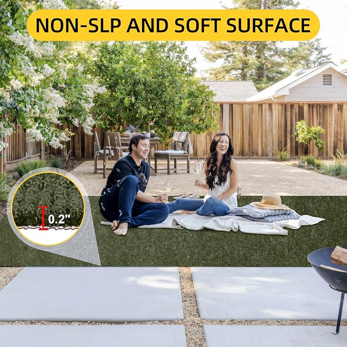 Marine Carpet,6 FT x 18 FT Olive Green Indoor Outdoor Carpet 0.2" Thick with Water-Proof TPE Backing, Non-Slide for Home, Patio, Porch, Deck