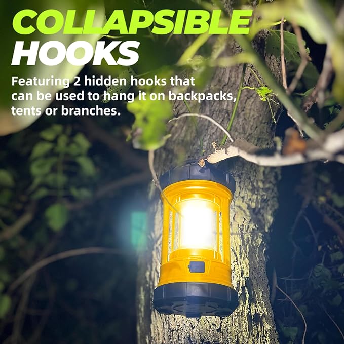 Rechargeable Camping Lantern, 3000LM 5 Light Modes Camping Light 4400 Capacity Phone Charger LED Impact-Resistant Flashlight Lantern Portable Waterproof Hurricane Lanterns for Emergency(Orange)