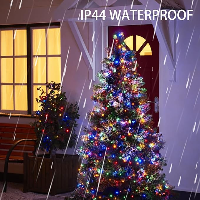 Dazzle Bright Multi-Colored Christmas String Lights, 82ft 1000 LED Waterproof Green Wire Fairy Lights with 8 Modes, Outdoor Lights for Xmas Tree Holiday Wedding Party Christmas Decorations