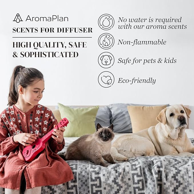 Aromaplan Hotel Scents Santal 5 Fl Oz (2 Pack), Luxury Aroma & Hotel Fragrance Diffuser Oil- Hotel Diffuser Oil for Aromatherapy- USA Made, Bigger Bottle, Bolder Aroma & Longer Lasting