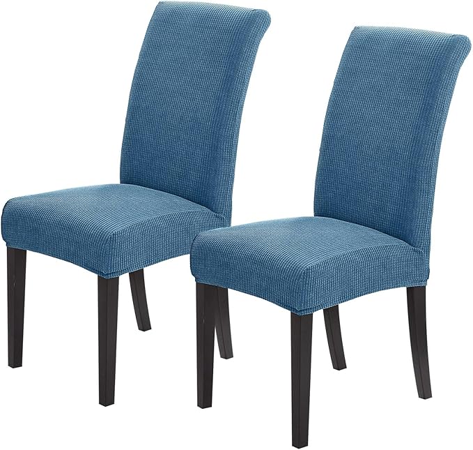 Joccun Chair Covers for Dining Room Set of 2, Chair Slipcovers Stretch Dining Room Chair Covers Seat Protector,Washable Parsons Chair Cover for Home,Hotel,Banquet(Dark Blue,2 Pack)