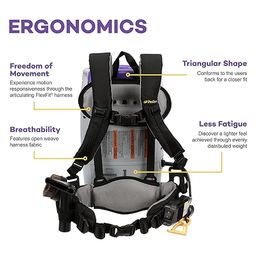 ProTeam Super Coach Pro 6 Backpack Vacuum Commercial with 2 Piece Wand Tool Kit, 6 Quart, Corded, 107308