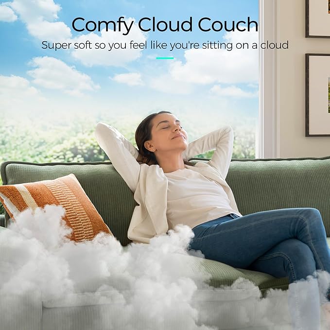 LINSY HOME Modular Sectional Sofa - 157'' Oversized Corduroy Cloud Couch U Shaped Couch with Movable Ottoman Soft Modern Comfy Sofa for Living Room Apartment Office, Green