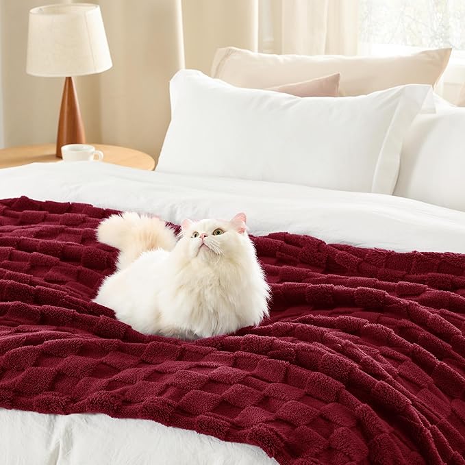 Bedsure GentleSoft Blankets Queen Size for Bed - Super Soft Cozy Blanket for Women Men Girls, Large Fuzzy Fleece Throw for Bedroom Decor, Red, 90x90 Inches