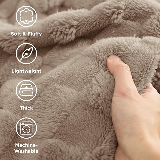 Bedsure GentleSoft Light Taupe Throw Blanket for Couch - Checkered Fleece Blankets Gifts for Women Men Girls, Cute Soft Cozy Throw for Bedroom Home Decor Gifts, 50x60 Inches