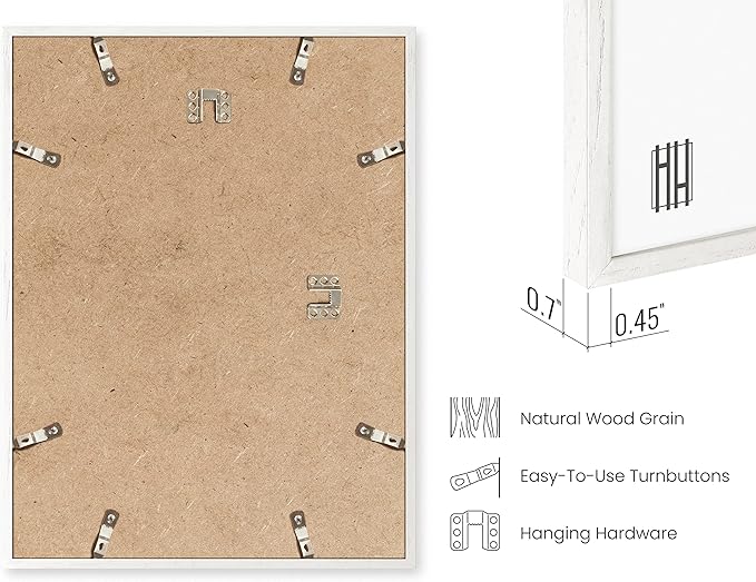 Haus and Hues White 18 x 24 Poster Frame - Set of 9 18 x 24 Picture Frame, Wall 18x24 Frame, 18x24 Wood Frame, 24x18 Poster Frame, Wooden Picture Frame 18 x 24, Art 18 x 24 Frame (Standalone White Oak Frame)