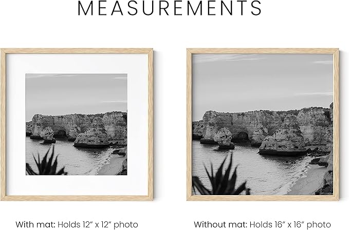 HAUS AND HUES Square Picture Frames 16 x 16 Set of 25 - Photo Gallery Wall Frame Set, Wood Frames With Mat, Beige Oak (16x16)