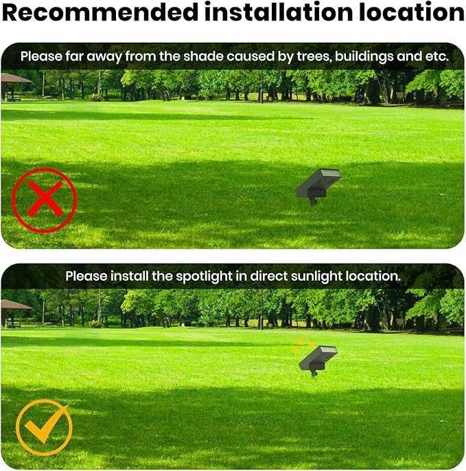 Solar Landscape Lights Outdoor, 3000K Dimmable Solar Pathway Lights, 500LM Solars Spot Light IP65 Waterproof for Walkway Lawn Yard, 2pcs