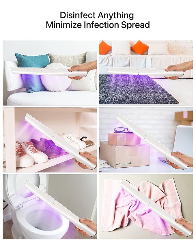 UV Light Sanitizer Wand, Portable UVC Light Disinfector Lamp Chargable Foldable UV Wand for Home Hotel Travel with 20 UV-C LED Beads