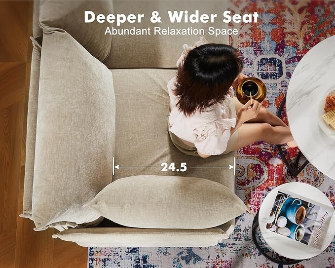 102.6" Modular Sectional Sofa, L Shaped Couch Set for Living Room, 3-Seater Comfy Cloud Couches with Movable Storage Ottoman,DIY Combination - Chenille Beige