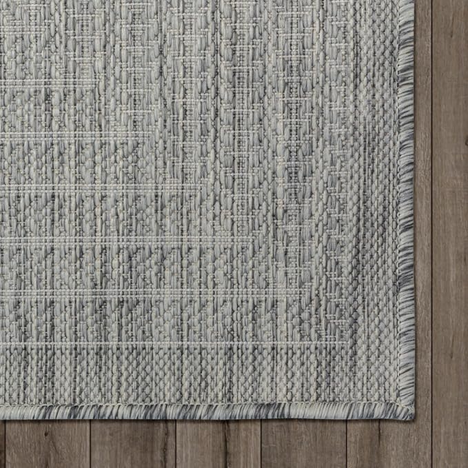 Adiva Rugs Outdoor Indoor Area Rug, Weather Resistant, Easy to Clean, Stain Resistant Floor Mat for Dining Room, Backyard, Deck, Patio (Silver Weiss, 2' x 3')