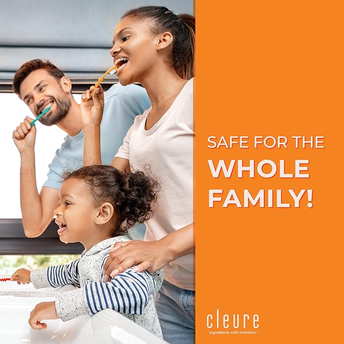 Cleure Original No Fluoride Toothpaste - SLS Free, Mint Free - with Xylitol for Fresh Breath & Helps Whiten - for Kids & Adults - Flavor Free (4oz Tube, Pack of 2)