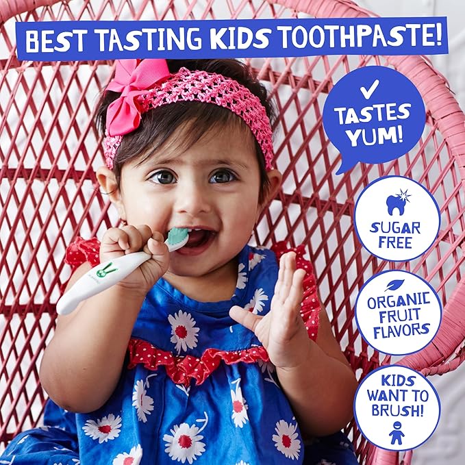 Jack N' Jill Natural Toothpaste for Baby and Infants - Fluoride Free Training Toothpaste, 40% Xylitol, BPA Free - Blueberry & Raspberry, 1.76 oz (Pack of 2)