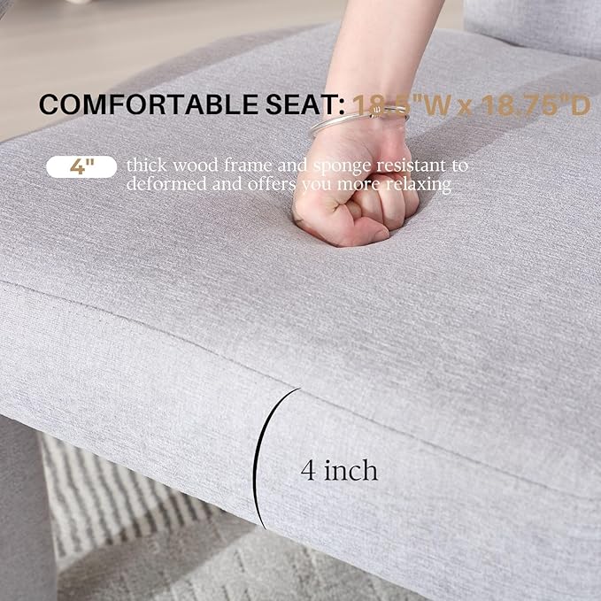 Grey Chenille Dining Chairs Set of 4, Modern Barrel Dining Room Chairs Upholstered Faux Fur Accent Chair with Arms and Round Back for Living Room Kitchen Armchair No Assembly Needed
