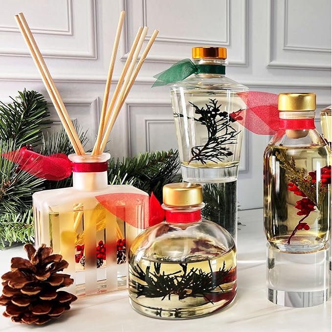 LOVSPA Reed Diffuser Set, Santal (Sandalwood) Scented Oil Diffuser with Sticks, Home Fragrance Accessories for Bathroom Shelf Decor, Aroma Diffusers for Home or Office Fall Decor, USA Made