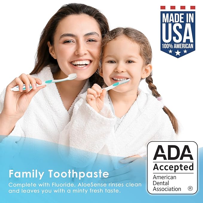 Naturally Soothing Toothpaste for Sensitive Teeth and Gum Care with Aloe Vera, Allantoin & Fresh Mint Flavor, Gentle & Natural, ADA Approved (5-oz, 12 Count)