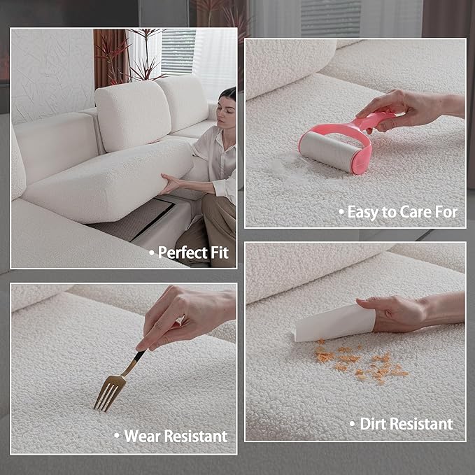 Couch Cushion Covers for Sectional Sofa, Stretch Soft Sofa Slipcovers Washable Wear-Resistant Universal Furniture Protector for Living Room(1 Piece Back Couch Cover, Ivory)