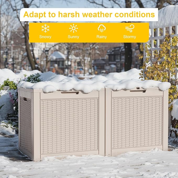 Deck Box Large Outdoor Storage for Patio Furniture,Outdoor Cushions,Garden Tools,Picnic Supplies and Pool Supplies,Waterproof,Resin,Lockable (Grey, 31 Gal)