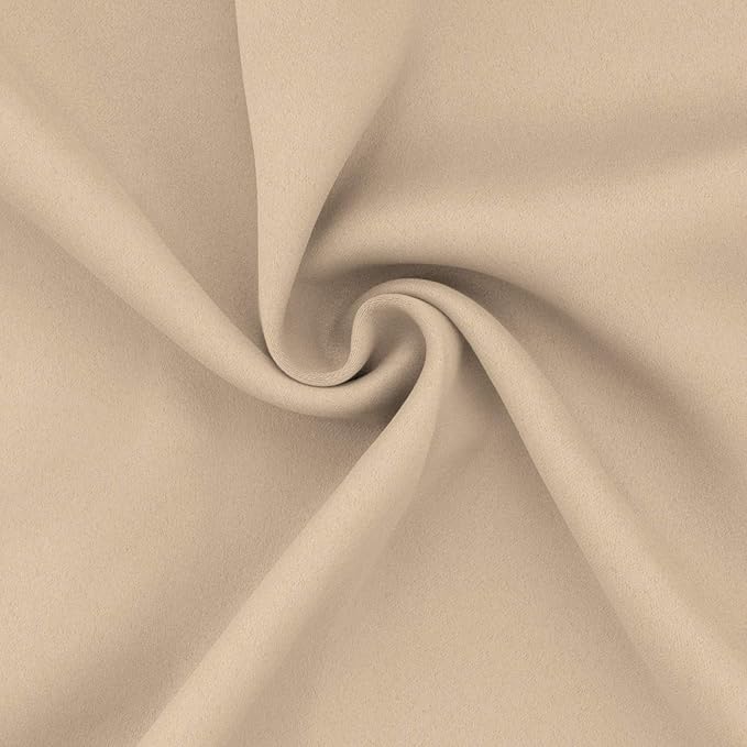 Easy-Going Blackout Curtains for Bedroom, Solid Thermal Insulated Grommet and Noise Reduction Window Drapes, Room Darkening Curtains for Living Room, 2 Panels (52x63 in,Beige)