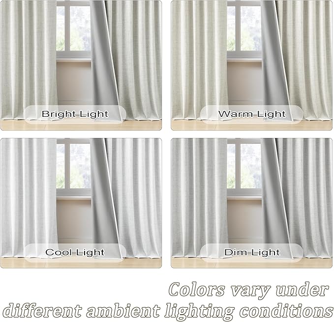 RAIN CITY 2 PCs Extra Wide Linen Blackout Curtains 102 Inches Long,Back Tab Pleaetd Drapes with Hooks Track System Curtain Panels Room Divider Curtains for Patio Sliding Door Living Room 70 x 102