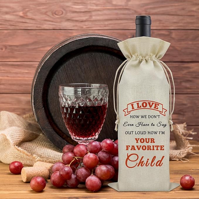 Parents Gifts from Child Wine Bag Mother Day Gift for Mom from Kids Fathers Day Gift from Daughter Son Wine Bottle Decoration Bag Birthday Present for Dad Mom Wine Accessories Gifts for Wine Lovers