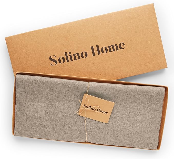 Solino Home Linen Natural Table Runner 48 Inches - 100% Pure Linen Small Table Runner 14 x 48 Inch Ideal for Dresser and Coffee Tables - Fall, Autumn, Thanksgiving - Fete
