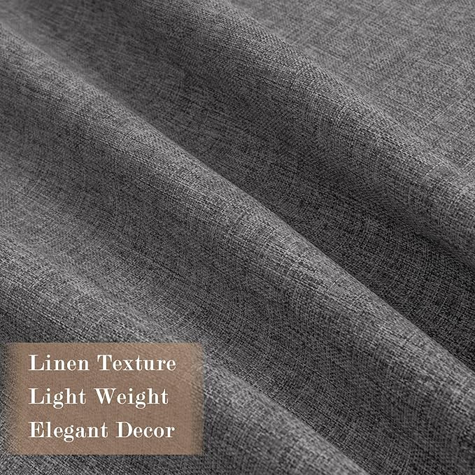 100% Blackout Linen Textured Drapes for Bedroom Pinch Pleated Curtains for Track System Portable Drapery for Sliding Glass Door/Storage/Space Room Divider, 70" Wx84 L, 1 PC, Natural Grey