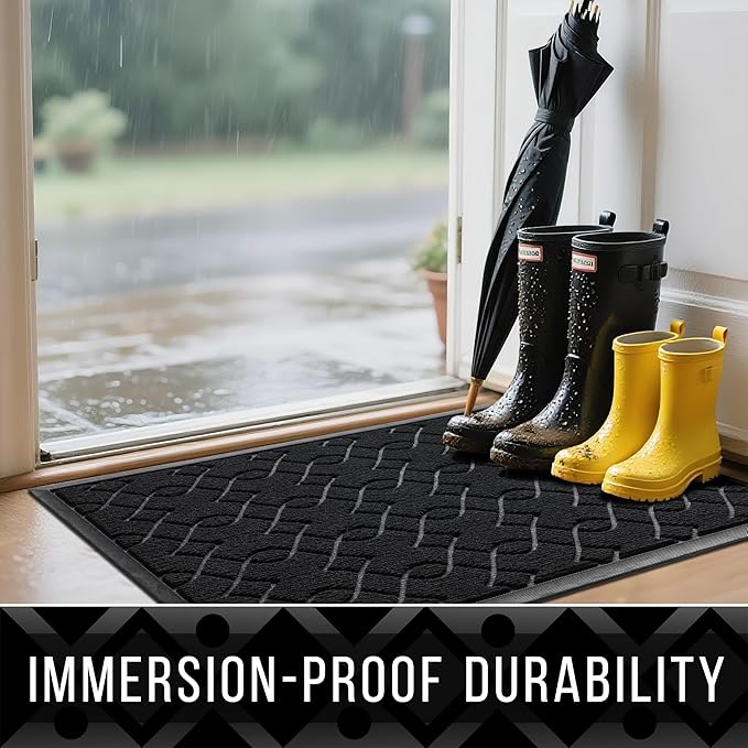 Yimobra Front Door Mat Outdoor Indoor 60x36, All-Season, All-Weather, Heavy Duty Welcome Door Mats Outside Entrance, Non Slip Porch Patio Entrance Mat, Black