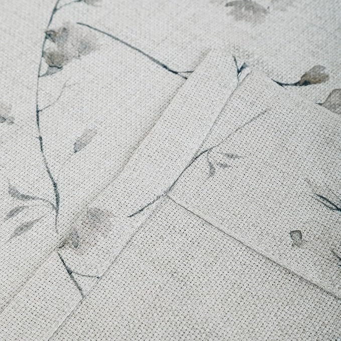 Pinch Pleated Floral Linen Curtains, 52 Inch Wide by 100 Inch Long Printed Curtains for Privacy Light Filtering, Suitable for Living Rooms and Sunrooms.2 Panels