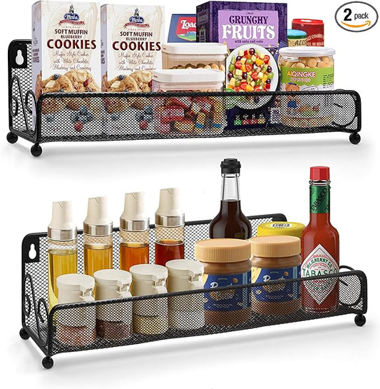 2 pack spice rack organizer for wall mounted or countertop, Jars Storage Organizer, Cabinet Holder, kitchen metal spice seasoning storage for RVs, Cabinet, Pantry Doors, Bathroom, Shower, Home Decor