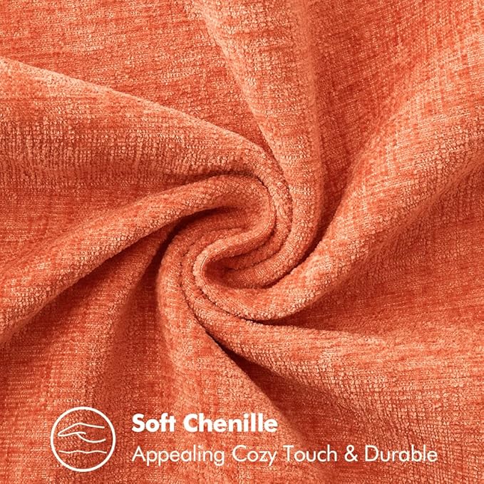 MIULEE Pack of 2 Couch Throw Pillow Covers 18x18 Inch Coral Red Farmhouse Decorative Pillow Covers with Stitched Edge Soft Chenille Solid Dyed Pillow Covers for Sofa Bed Living Room