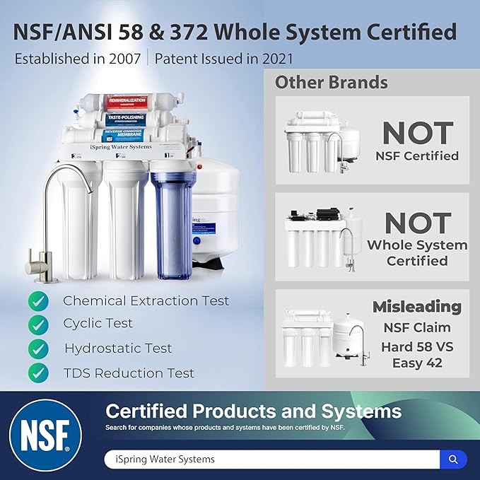 iSpring RCC7AK, NSF Certified, 75 GPD, Alkaline 6-Stage Reverse Osmosis System, pH+ Remineralization RO Water Filter System Under Sink, Patented Top-Mounted Faucet Design for Easy Installation