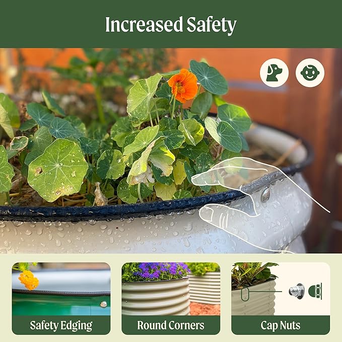 Vego garden 32" Extra Tall Raised Garden Bed Kits,4 in 1 Modular Raised Planter Box for Vegetables Flowers Fruits Oval Metal Raised Garden, Terra Cotta