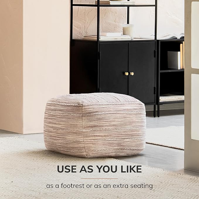 Anji Mountain 22"x22"x16" Handmade & Handcrafted Ottoman Pouf Comfortable Pouf Ottoman Foot Rest & Home Décor Accent for Living Room, Bedroom, Nursery, Kids Room, Patio