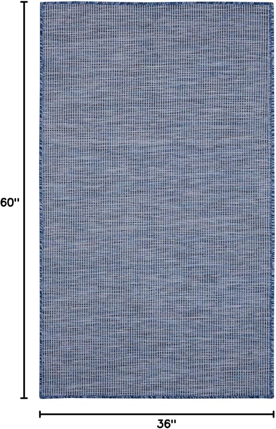 Nourison Positano Indoor/Outdoor Navy Blue 3' x 5' Area Rug, Easy Cleaning, Non Shedding, Bed Room, Living Room, Dining Room, Backyard, Deck, Patio (3x5)