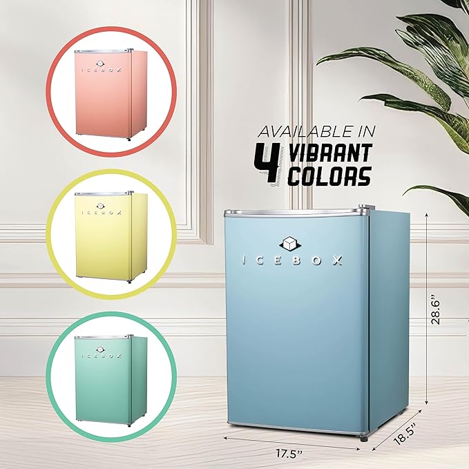 IBCR25SLT Compact, Energy Star Certified Small, Single Door Mini Fridge with Freezer Refrigerator, Large (2.5 cu ft), Slate Blue