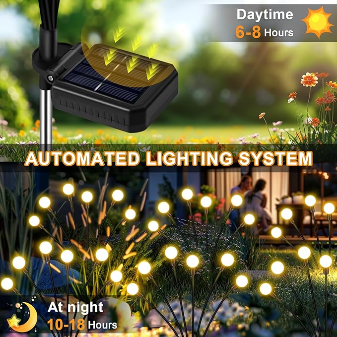 Solar Garden Lights Outdoor, 10 Pack 60LED Waterproof Solar Powered Lights for Yard Pathway Patio, Swaying Lawn Decor as Gardening Gifts for Women Holiday