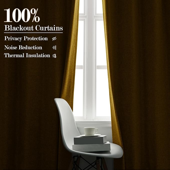 100% Blackout Linen Textured Drapes for Bedroom Pinch Pleated Curtains for Track System Portable Drapery for Sliding Glass Door/Storage/Space Room Divider, 70" Wx96 L, 1 PC, Yellow