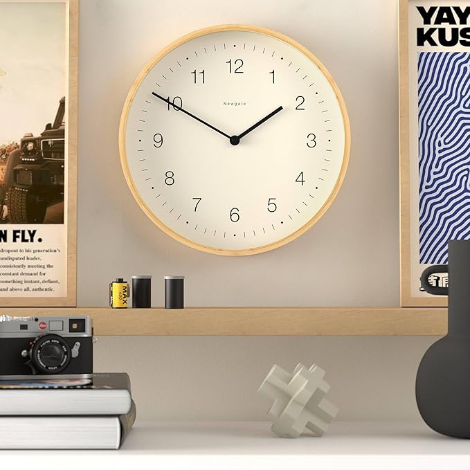 NEWGATE® Mauritius Wall Clock | Scandi Inspired Bamboo Clock | 15 inch | Modern Minimalist Design for Kitchen, Living Room or Office