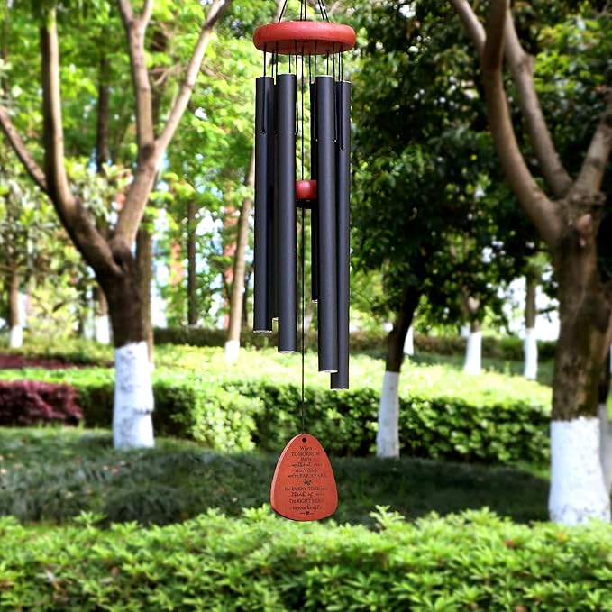 Memgift Memorial Wind Chimes for Outside – Sympathy Gift for Loss of Loved One, Outdoor Keepsake in Memory of Dad or Mom