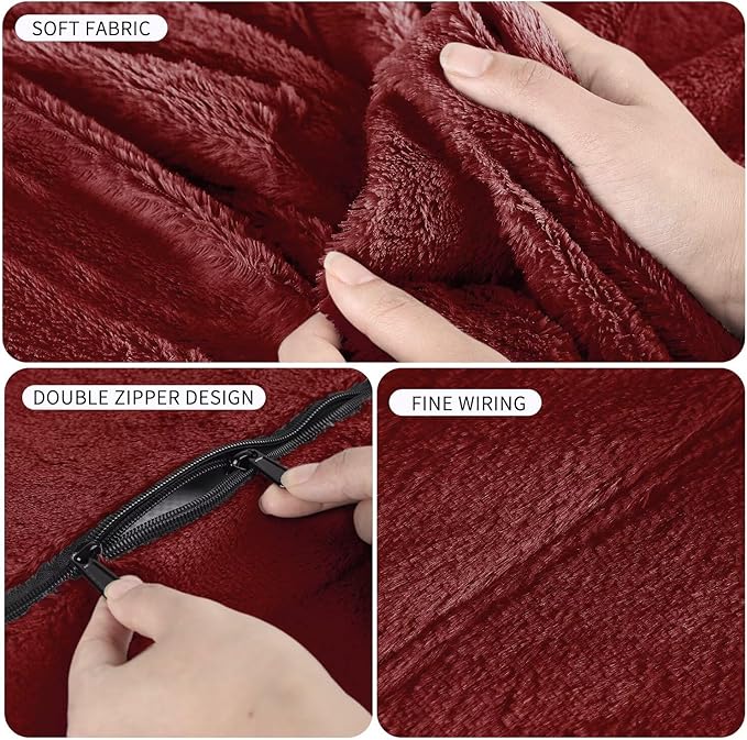 Bean Bag Chair for Adults 8FT,Soft Removable Cover for Teens/Girls Bedroom,Fluffy Giant Round Floor Beanbag Lounger Chairs (No Filler,Claret)
