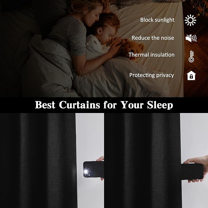 RAIN CITY 12 Feet Tall Blackout Curtains with Hooks 2 Panels Set Burg,100 Inch Wide Total Thermal Insulated Energy Saving Window Drapery for Living Room-50x144 Inches Long