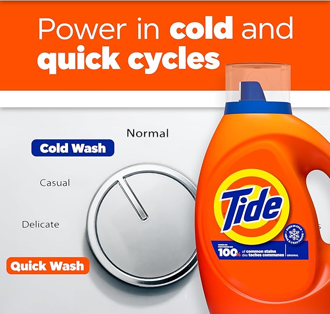 Tide Liquid Laundry Detergent, Original, 64 loads, 84 fl oz, HE Compatible (Packaging May Vary)