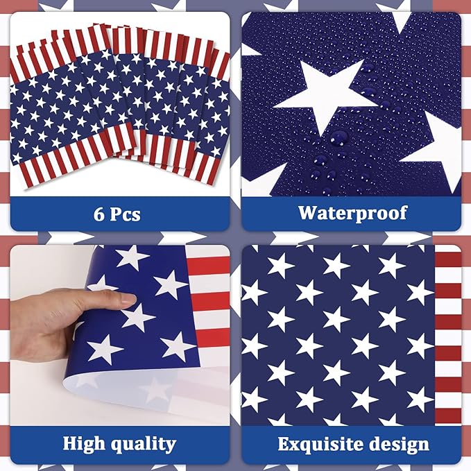 Memorial Day Placemats Set of 6 Patriotic Freedom Stars Place mats Veterans Day 4th of July Plastic Table Mats American Flag Holiday Washable Table Placemats for Party Dining