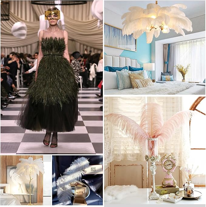 THARAHT Black Ostrich Feathers 12pcs Large Natural Bulk 12-14Inch 30cm-35cm for Wedding Party Centerpieces Halloween and Home Decoration Feathers