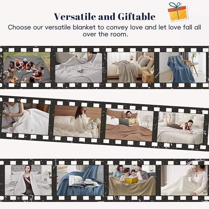 PHF 100% Cotton Waffle Weave Blanket King Size, Soft Lightweight Breathable Cozy Summer Blankets for Bed, Luxury Aesthetic Woven Bedding for Home Decor, 108"x90", Wine Red