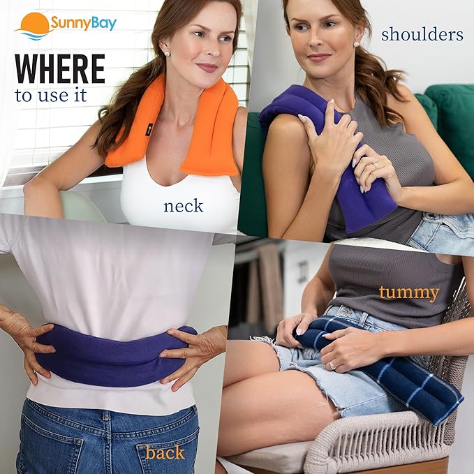 SunnyBay Microwave Heating Pad, Microwavable Heated Neck and Shoulder Wrap, Soothing Weighted Moist Heat or Ice Pack with Flaxseed and Lavender, FSA HSA Approved, 26x5 Inches, 2.5 lbs, Leopard