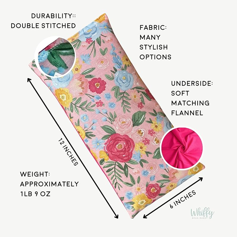 Large Microwave Heating Pad with Flax Seed, Scented or Unscented, Good For Back Pain or Cramps, Moist Heat Therapy or Ice Pack, Microwavable Bean Bag, 6" x 12" (Mustard Floral, Lavender & Peppermint)