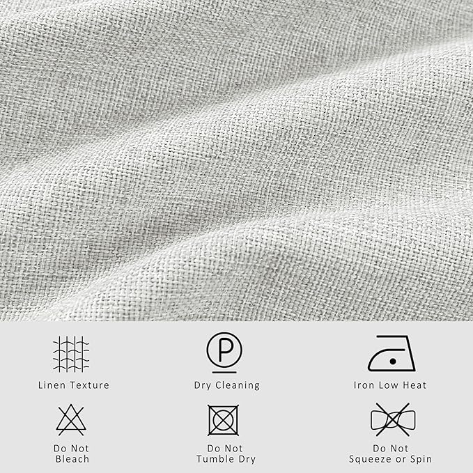 Macochico Extra Wide 100% Blackout Linen Curtains for Sliding Door Pleated Curtains with Hooks Insulated Soft Linen Drapes for Bedroom Living Room with Tieback Greyish White 100”Wx84”L 1 Panel